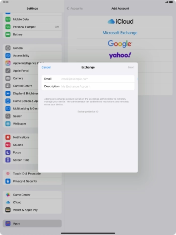 Press Email and key in your email address.