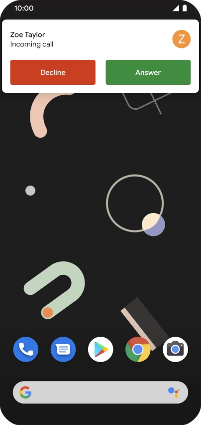 If the screen lock is turned off, press Answer.