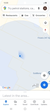 Press the search field and key in the required destination.