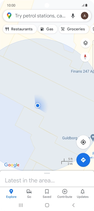 Press the search field and key in the required destination.