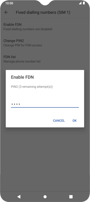 Key in your PIN2 and press OK. The default PIN2 is 1111.