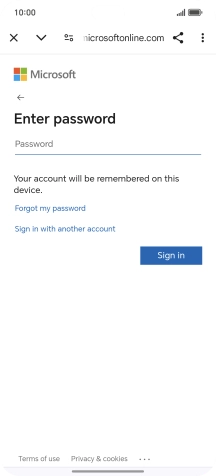 Press Password and key in the password for your email account.