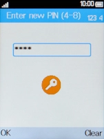 Key in a new four-digit PIN and press the Left selection key.