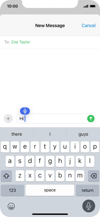 Press the microphone icon to end dictation.