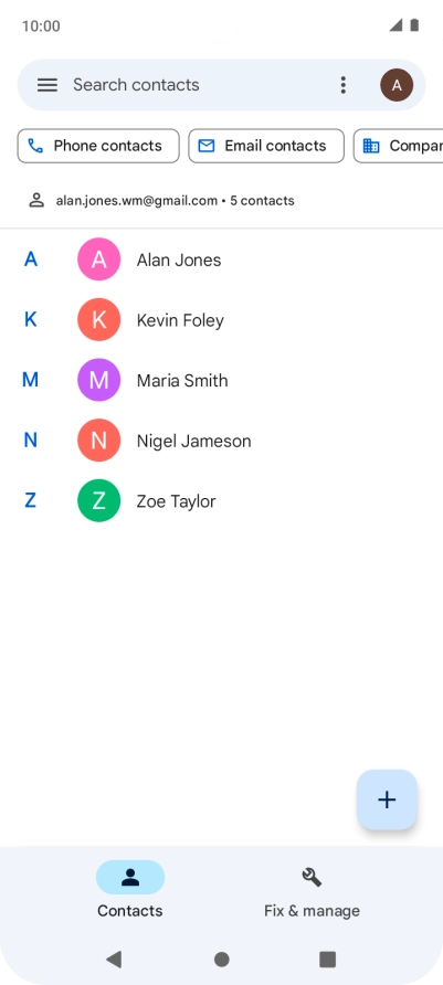 Press the new contact icon.