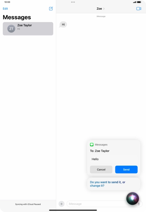 If an application is open on your tablet, such as a Mail or Messages, you can also use the functions available here, e.g.: REPLY [text].