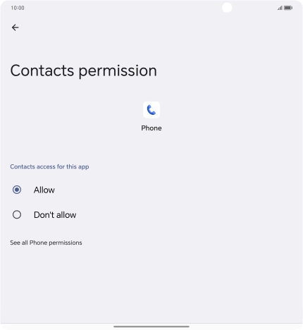Press the required setting.