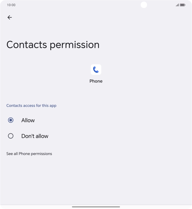 Press the required setting.