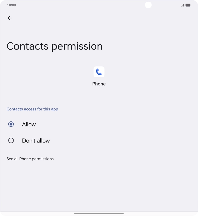 Press the required setting.