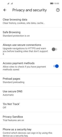 Press Clear browsing data.