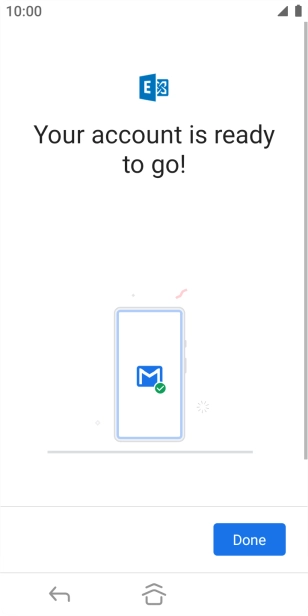 If this screen is displayed, your email account has been recognised and is being set up automatically. Follow the instructions on the screen to key in more information and finish setting up your phone.