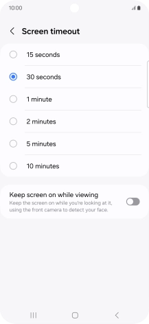Press the required setting.
