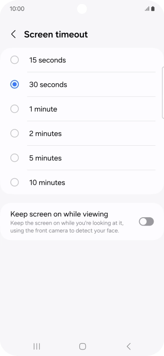 Press the required setting.