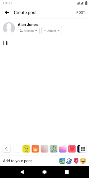 Write the required text and press POST.