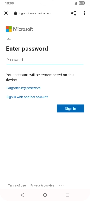 Press Password and key in the password for your email account.