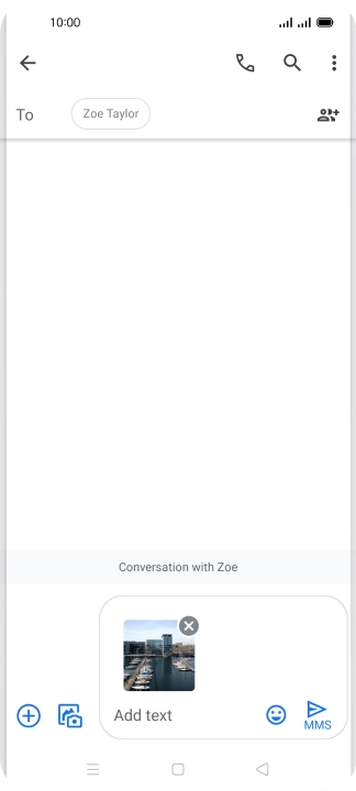 Press the text input field and write the text for your picture message.