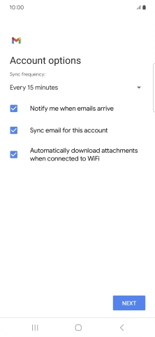 If this screen is displayed, you email account has been recognised and set up automatically. Follow the instructions on the screen to key in more information and finish setting up your phone.