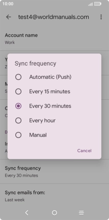 Press the required setting.