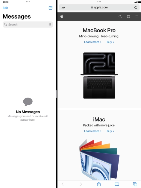 The applications are now displayed on a split screen.