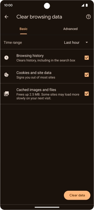 Press the fields next to the required data types.