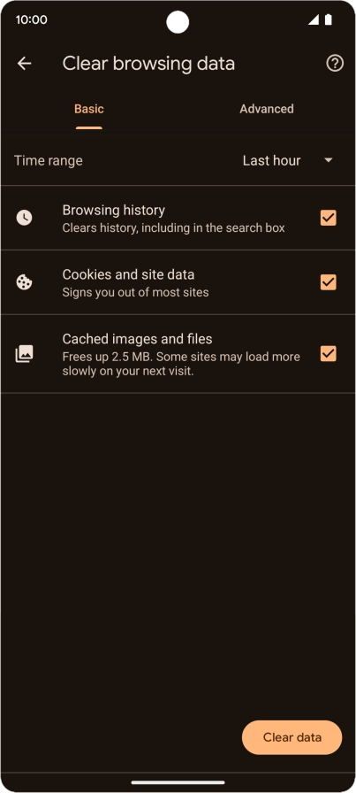 Press the fields next to the required data types.