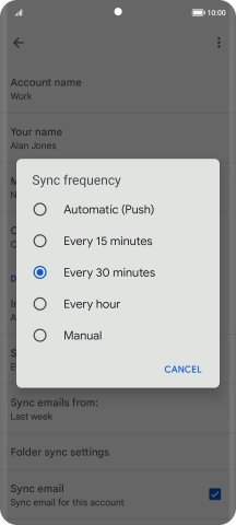 Press the required setting.