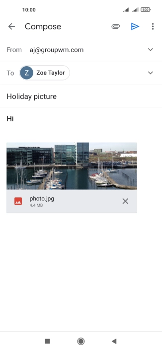 Press the send icon when you've finished your email message.