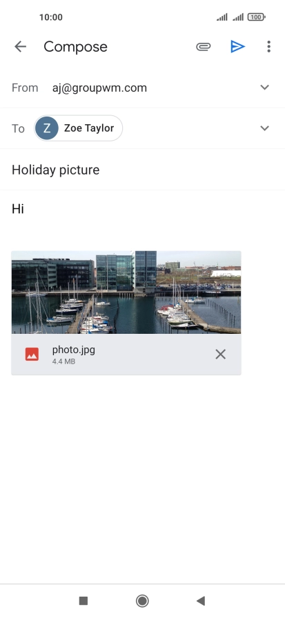Press the send icon when you've finished your email message.