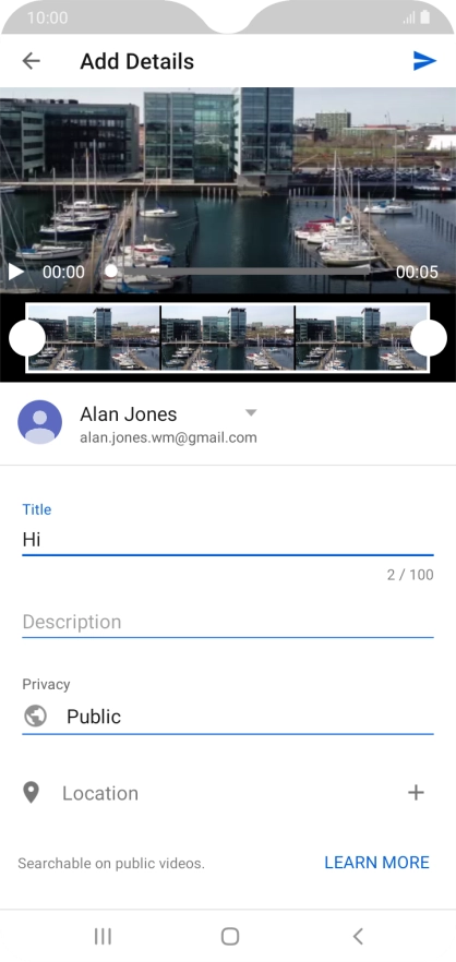 Key in the required text and press the upload icon.