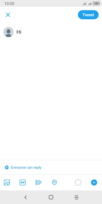 Write the required text and press Tweet.