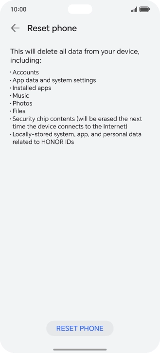 Press RESET PHONE.
