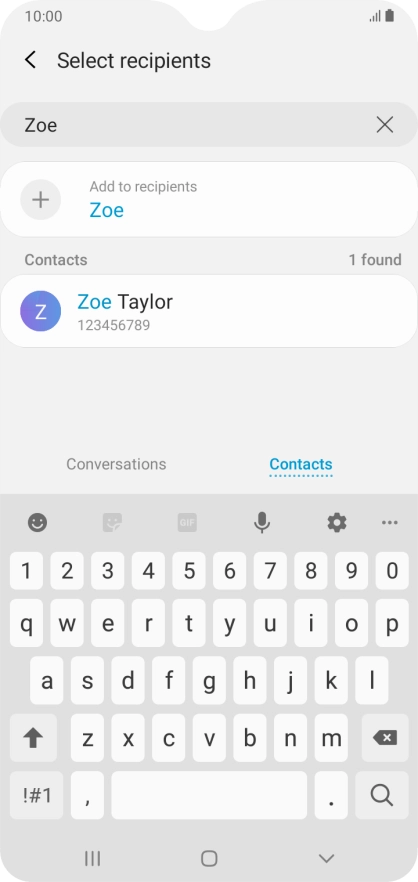 Press the required contact.