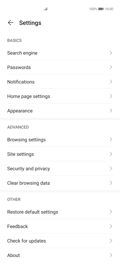 Press Clear browsing data.