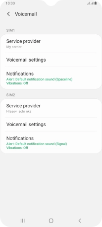 Press Voicemail settings below the required SIM.