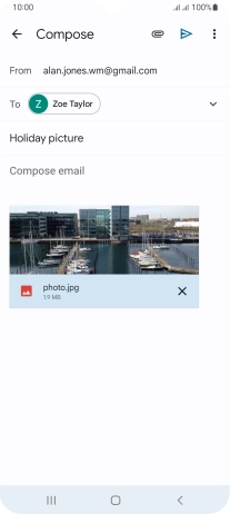Press the text input field and write the text for your email message.