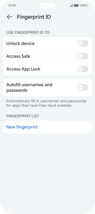 Press New fingerprint.