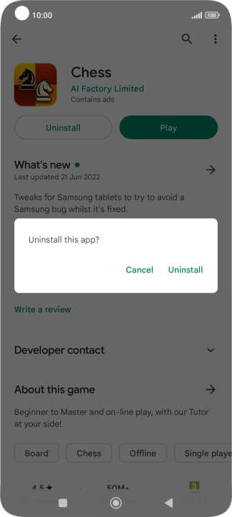 Press Uninstall.