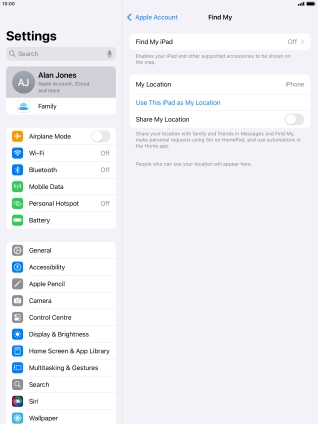 Press Find My iPad.