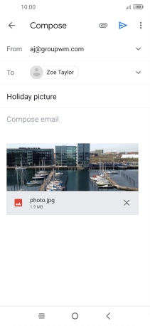 Press the text input field and write the text for your email message.