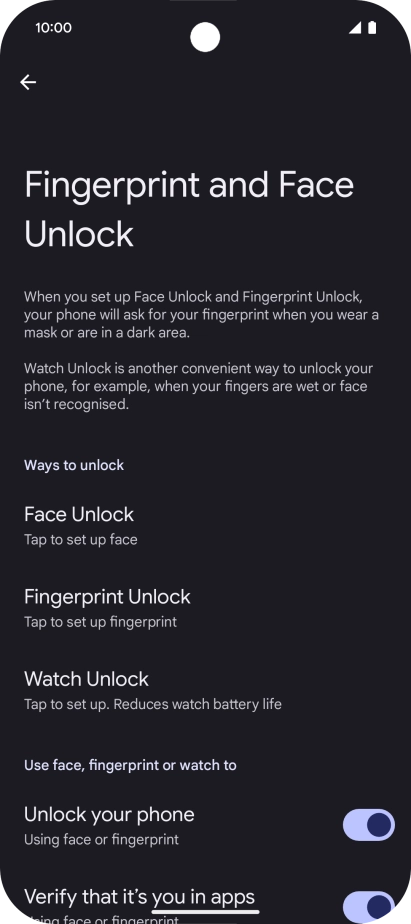 Press Fingerprint Unlock.