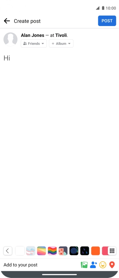 Write the required text and press POST.