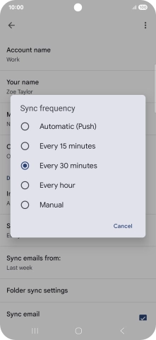 Press the required setting.