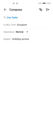 Press the text input field and write the text for your email message.
