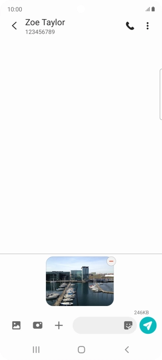 Press the text input field and write the text for your picture message.