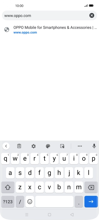 Key in the address of the required web page and press arrow right.