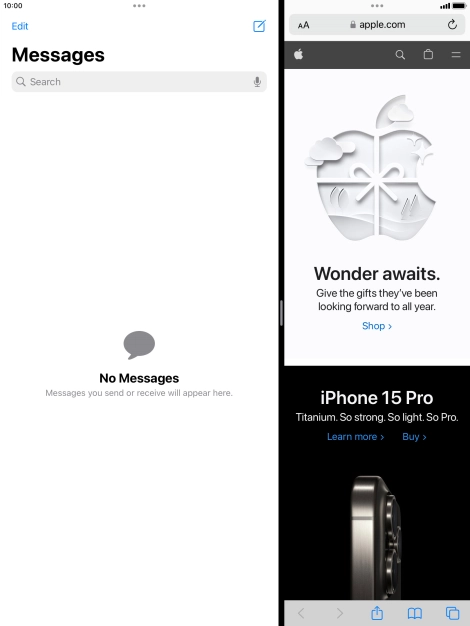The applications are now displayed on a split screen.