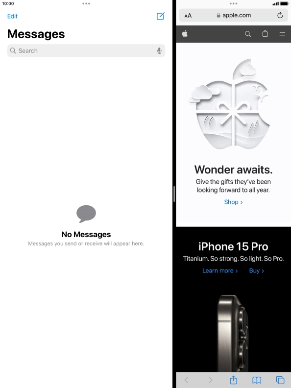 The applications are now displayed on a split screen.