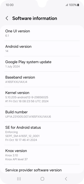 Your phone's software version is displayed below Android version.