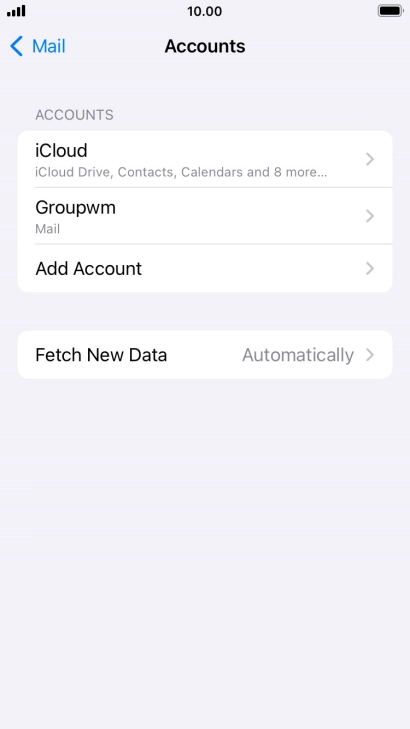 Press the name of the email account you've just set up.