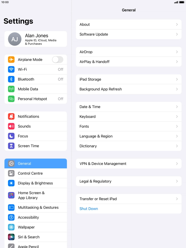 Press Mobile Data.